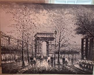 Monochromatic Oil Painting of the Arc de Triomphe by Caroline Burnett