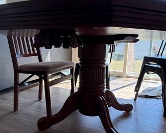 Convertible Poker and Dining Table with Shuffleboard Pucks