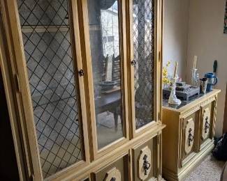 Dinning Room China Cabinet Set with Matching 8 Person Dining Table. - $900 for set. Make offer for individual pieces.