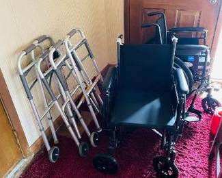 2 Never used Wheelchairs = $250.00 each.  3 Walkers = $5.00 each.