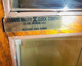 Tag inside of working Howard Miller Clock. Clock priced at $300.00 - Make offer.