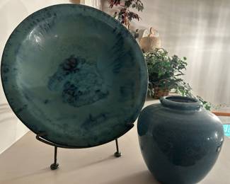Large Pottery Plate and Urn