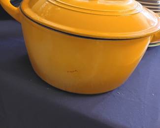 Yellow enameled cast iron Dutch oven