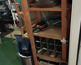 Tall wooden garage storage shelving unit