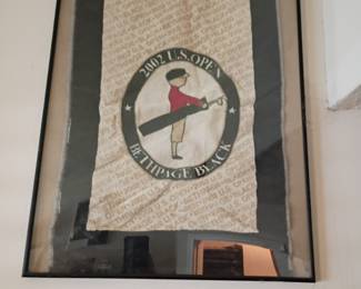 Framed 2002 US Open Bethpage Black golf flag