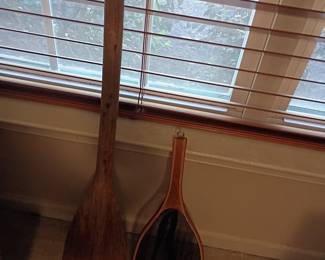 Pair of tall decorative carved wood floor vases