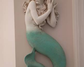 Mermaid wall sculpture coastal decor