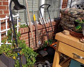 Garden tools, yard implements, and outdoor patio items