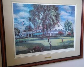 Framed Augusta-style golf course clubhouse print