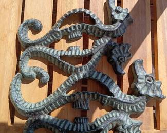 Cast iron seahorse garden wall art sculpture