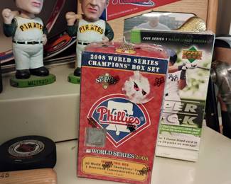 Baseball memorabilia: Pirates bobbleheads, Phillies 2008 World Series card set