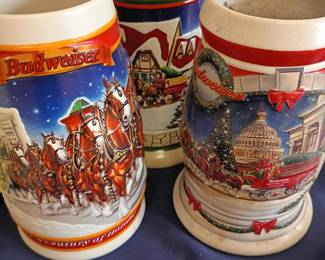 Budweiser holiday collector beer stein collection