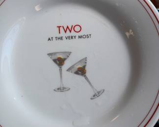 Dorothy Parker quote martini plate, Two at the Very Most