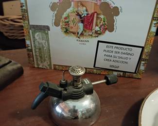 Romeo y Julieta cigar box and vintage perfume atomizer