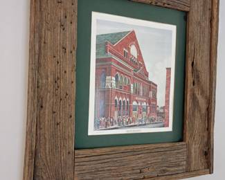 Framed Nashville Ryman Auditorium print, rustic barnwood frame