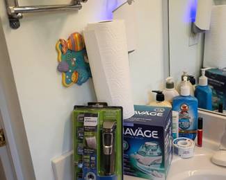 Men's grooming products and bathroom essentials