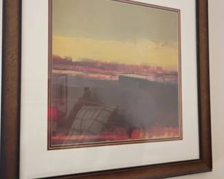 Framed contemporary sunset landscape print