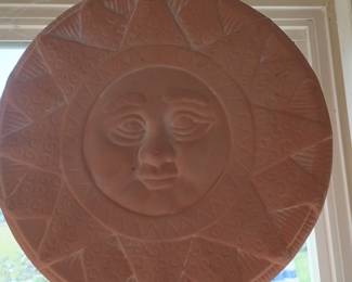Terra cotta sun face wall hanging garden decor