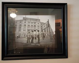 Framed vintage Yankee Stadium black and white print