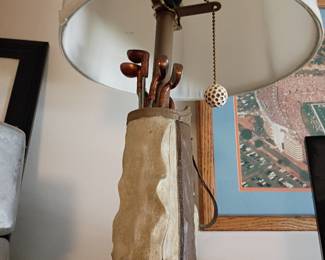 Novelty golf bag table lamp with white shade