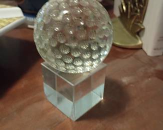 Crystal golf ball trophy paperweight