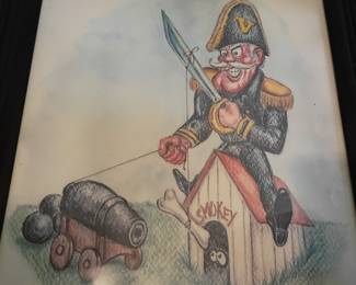 Framed pirate cartoon illustration print