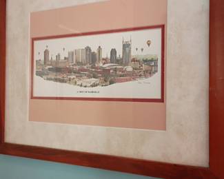 Framed Nashville skyline panoramic art print