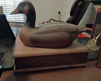 Hand-carved wood duck decoy on jewelry box
