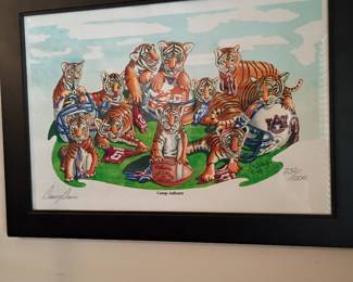 Framed signed tigers football print