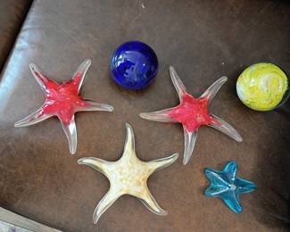 Art glass starfish and decorative orbs collection