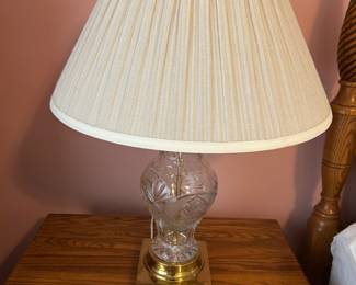 1 of 2 Crystal Lamps w Brass Base and Finial 