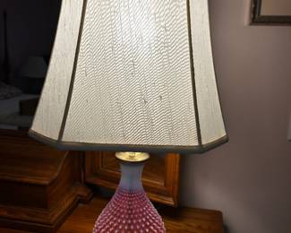 Fenton Pink Opalescent Hobnail Lamp