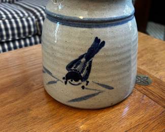 Rowe Pottery Works Crock w Blue Bird