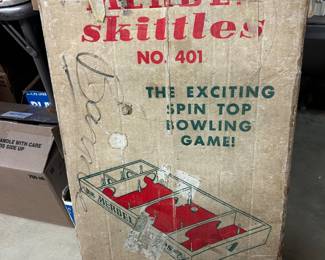 Vintage Skittles Spin Top Bowling Game