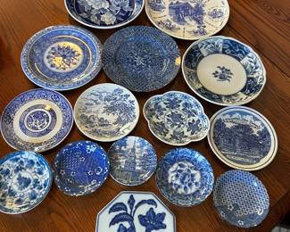 Collection of Vintage Blue and White Plates
