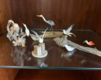 Collection of Miniature Carved Shore Birds