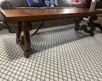 Amazing Spanish Revival Coffee Table w Inlaid Brass Medallions