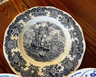Wedgewood Blue and White Ports of England Plate