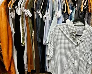 Men's slacks, shorts, belts, and shirts