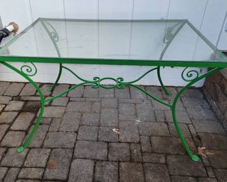 Cute glass/metal table used outdoors