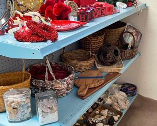 Baskets, shells, coral