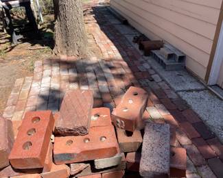 Vintage, branded bricks, saw horses
