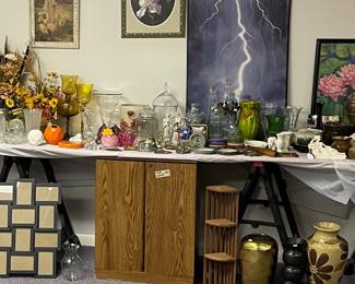Glassware, vases, wall art