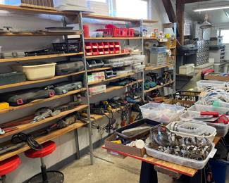 Hand tools, power tools, creepers, jacks, ramps