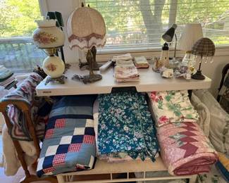 Quilts, Afghans/Blankets, Small Lamps & Light fixtures