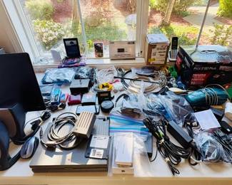 Monitor, Speakers, Vintage Apple Laptop, Cords, etc.