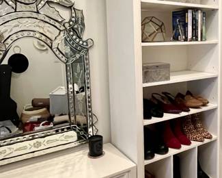 Mirror and Contents of shelves are not for sale, but the RH vanity and shelving are wonderful! 