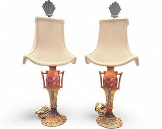 Pair Of Vintage CapodimonteStyle Italian Porcelain Lamps