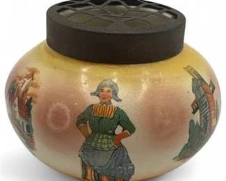 Mysterious Antique Ceramic Container With Dutch Motifs