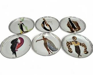 Set Of Six Franklin Mint Porcelain Ltd. Ed. Erte Collectors Plates